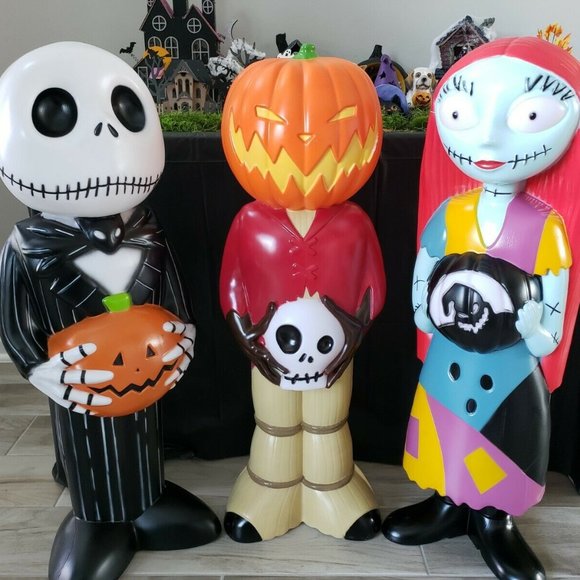 Disney Nightmare Before Christmas Blow Mold Set: Jack, Sally, Pumpkin King (NEW) - Picture 1 of 10
